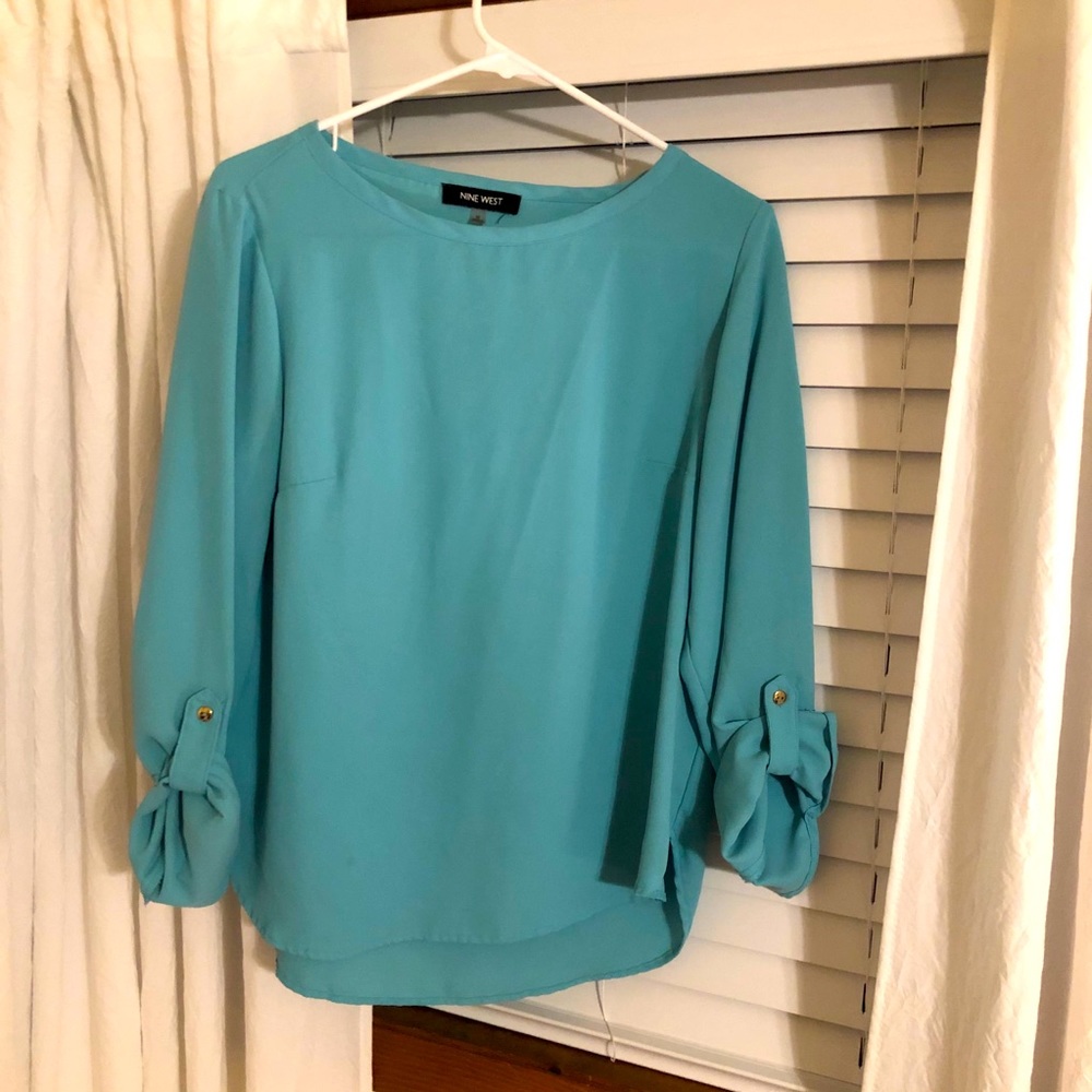 Nine West blouse turquoise blue M
